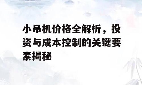 小吊机价格全解析，投资与成本控制的关键要素揭秘