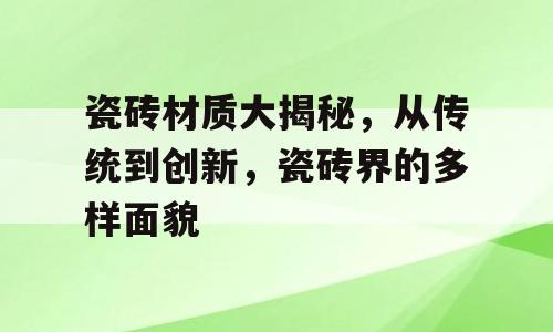 瓷砖材质大揭秘，从传统到创新，瓷砖界的多样面貌