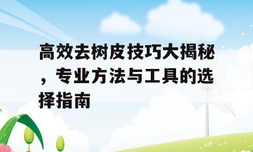 高效去树皮技巧大揭秘，专业方法与工具的选择指南