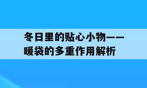 冬日里的贴心小物——暖袋的多重作用解析