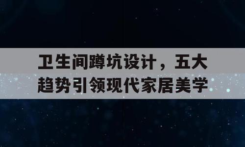 卫生间蹲坑设计，五大趋势引领现代家居美学