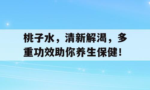 桃子水，清新解渴，多重功效助你养生保健！
