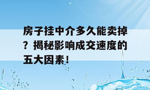 房子挂中介多久能卖掉？揭秘影响成交速度的五大因素！