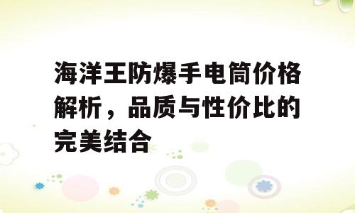 海洋王防爆手电筒价格解析，品质与性价比的完美结合