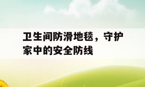 卫生间防滑地毯，守护家中的安全防线