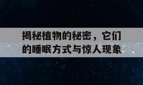 揭秘植物的秘密，它们的睡眠方式与惊人现象