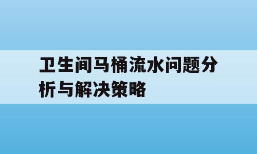 卫生间马桶流水问题分析与解决策略