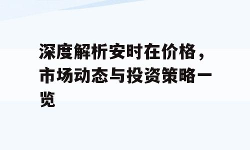深度解析安时在价格，市场动态与投资策略一览