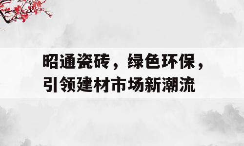 昭通瓷砖，绿色环保，引领建材市场新潮流