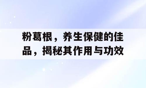 粉葛根，养生保健的佳品，揭秘其作用与功效
