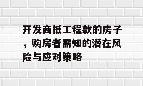 开发商抵工程款的房子，购房者需知的潜在风险与应对策略