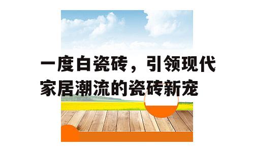 一度白瓷砖，引领现代家居潮流的瓷砖新宠