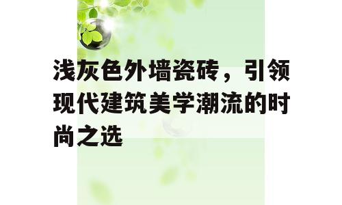 浅灰色外墙瓷砖，引领现代建筑美学潮流的时尚之选