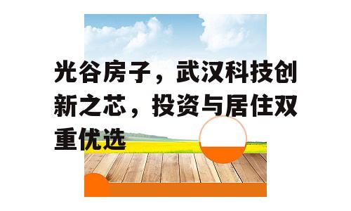 光谷房子，武汉科技创新之芯，投资与居住双重优选