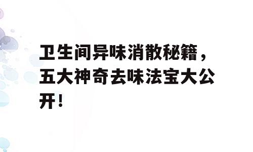 卫生间异味消散秘籍，五大神奇去味法宝大公开！