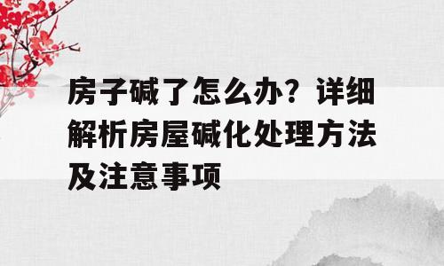 房子碱了怎么办？详细解析房屋碱化处理方法及注意事项