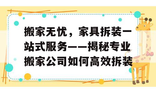 搬家无忧，家具拆装一站式服务——揭秘专业搬家公司如何高效拆装