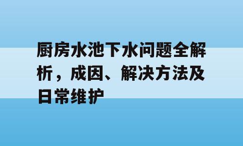 厨房水池下水问题全解析，成因、解决方法及日常维护