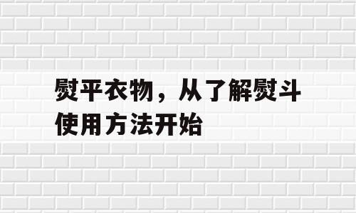 熨平衣物，从了解熨斗使用方法开始