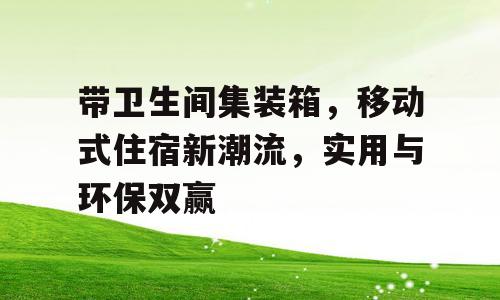 带卫生间集装箱，移动式住宿新潮流，实用与环保双赢