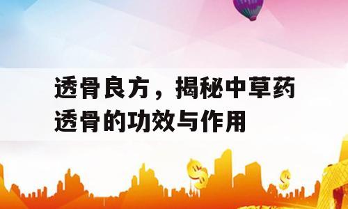透骨良方，揭秘中草药透骨的功效与作用