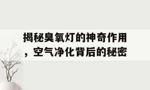 揭秘臭氧灯的神奇作用，空气净化背后的秘密
