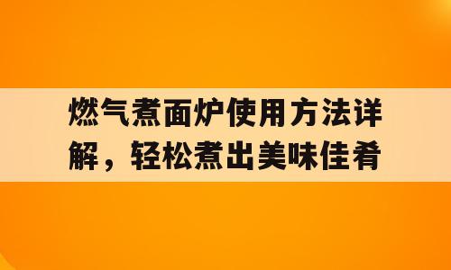燃气煮面炉使用方法详解，轻松煮出美味佳肴