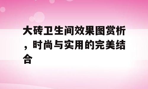 大砖卫生间效果图赏析，时尚与实用的完美结合