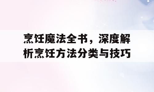 烹饪魔法全书，深度解析烹饪方法分类与技巧