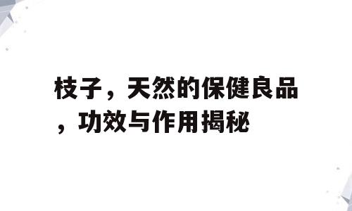 枝子，天然的保健良品，功效与作用揭秘