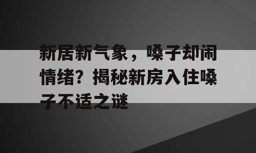 新居新气象，嗓子却闹情绪？揭秘新房入住嗓子不适之谜
