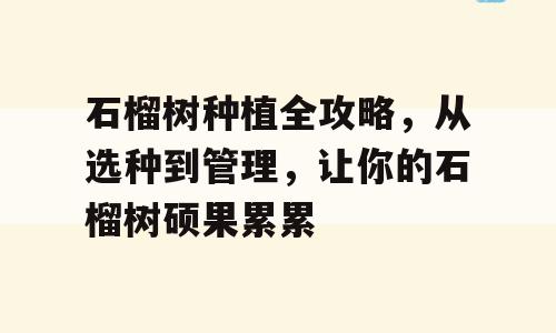 石榴树种植全攻略，从选种到管理，让你的石榴树硕果累累