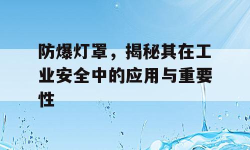 防爆灯罩，揭秘其在工业安全中的应用与重要性