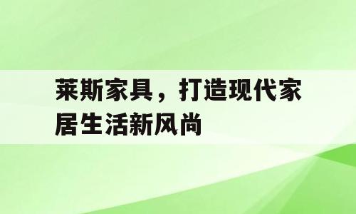 莱斯家具，打造现代家居生活新风尚