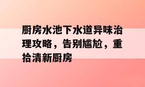 厨房水池下水道异味治理攻略，告别尴尬，重拾清新厨房