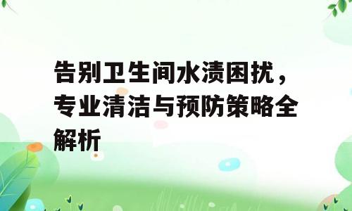 告别卫生间水渍困扰，专业清洁与预防策略全解析