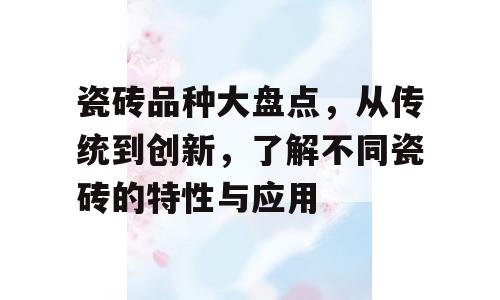 瓷砖品种大盘点，从传统到创新，了解不同瓷砖的特性与应用