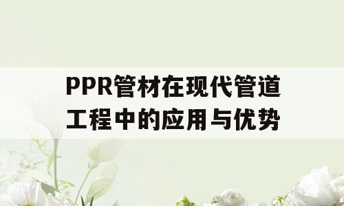 PPR管材在现代管道工程中的应用与优势