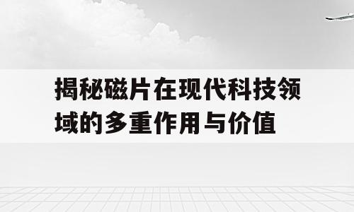 揭秘磁片在现代科技领域的多重作用与价值