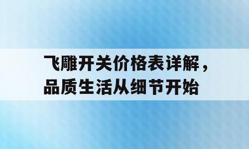 飞雕开关价格表详解，品质生活从细节开始