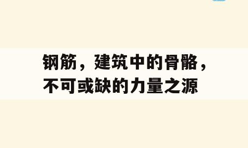 钢筋，建筑中的骨骼，不可或缺的力量之源