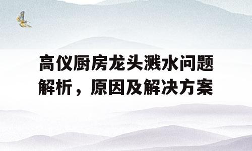 高仪厨房龙头溅水问题解析，原因及解决方案