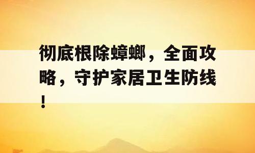 彻底根除蟑螂，全面攻略，守护家居卫生防线！