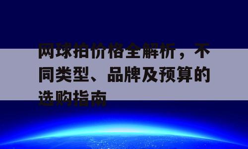 网球拍价格全解析，不同类型、品牌及预算的选购指南