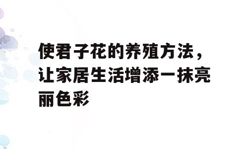 使君子花的养殖方法，让家居生活增添一抹亮丽色彩