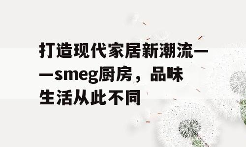 打造现代家居新潮流——smeg厨房，品味生活从此不同