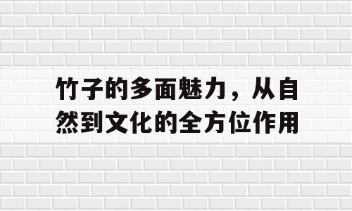 竹子的多面魅力，从自然到文化的全方位作用