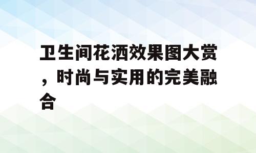 卫生间花洒效果图大赏，时尚与实用的完美融合