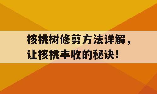 核桃树修剪方法详解，让核桃丰收的秘诀！
