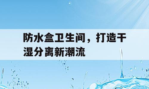 防水盒卫生间，打造干湿分离新潮流